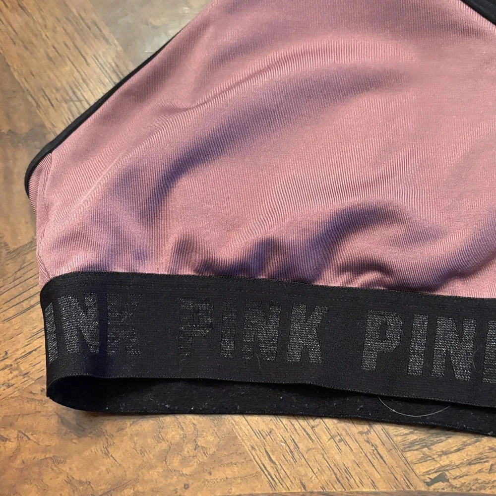 PINK Victoria's Secret Mauve and Black Bralette racer back size medium